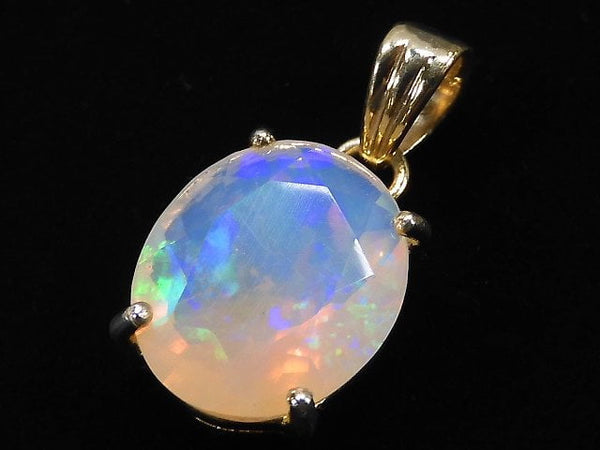 [Video][One of a kind] High Quality Opal AAA Faceted Pendant 18KGP NO.18