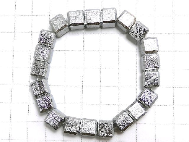 [Video][One of a kind] Meteorite (Muonionalusta) Cube 8x8x8mm Bracelet NO.4
