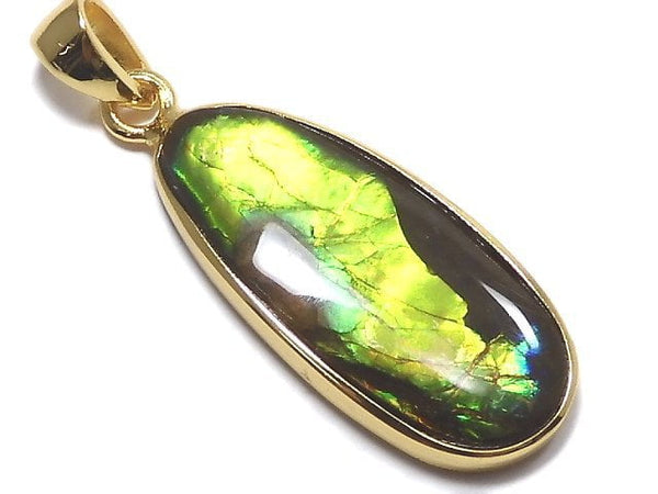 [Video][One of a kind] High Quality Ammolite AAA- Pendant 18KGP NO.112
