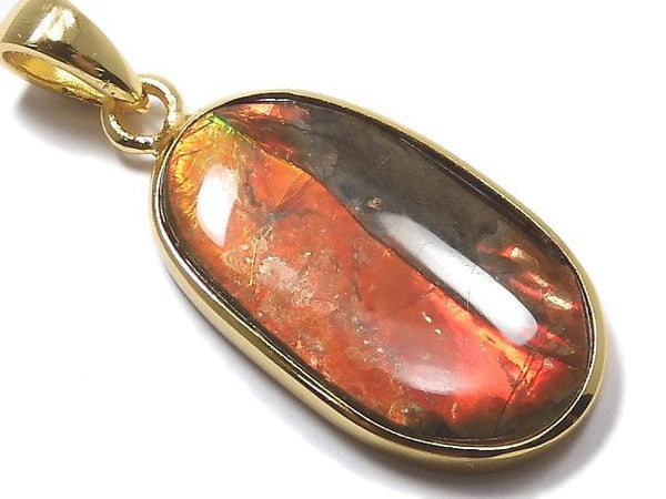[Video][One of a kind] High Quality Ammolite AAA- Pendant 18KGP NO.113