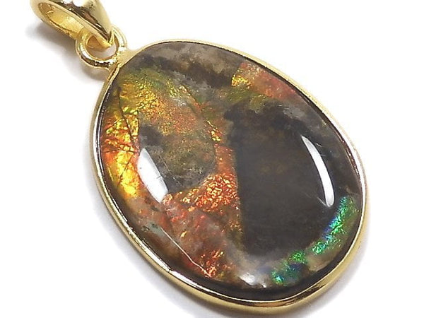 [Video][One of a kind] High Quality Ammolite AAA- Pendant 18KGP NO.120
