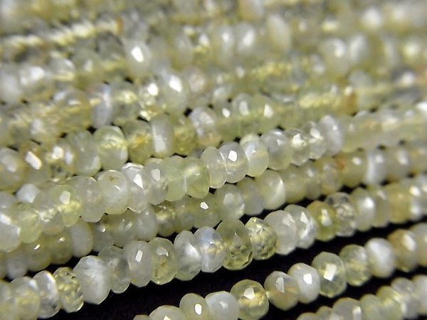 [Video]High Quality Chrysoberyl Cat's EyeAA++ Faceted Button Roundel half or 1strand beads (aprx.15inch/38cm)