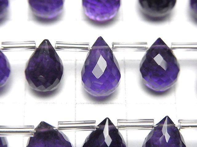 [Video]High Quality Amethyst AAA- Drop Faceted Briolette half or 1strand beads (aprx.6inch/16cm)