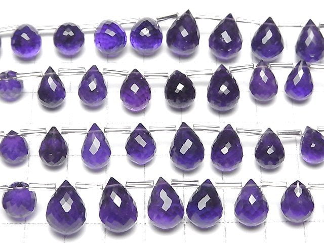 [Video]High Quality Amethyst AAA- Drop Faceted Briolette half or 1strand beads (aprx.6inch/16cm)