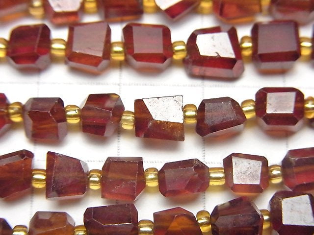 [Video]High Quality Hessonite Garnet AA++ Faceted Nugget half or 1strand beads (aprx.7inch/18cm)