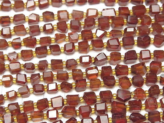 [Video]High Quality Hessonite Garnet AA++ Faceted Nugget half or 1strand beads (aprx.7inch/18cm)