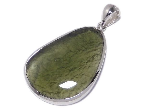 [Video][One of a kind] Moldavite AAA Pendant (one side non-polished) Silver925 NO.104