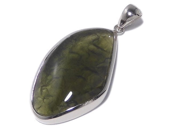[Video][One of a kind] Moldavite AAA Pendant (one side non-polished) Silver925 NO.105