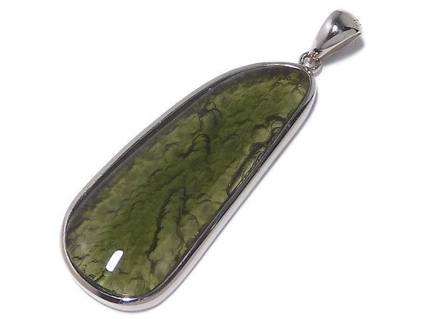 [Video][One of a kind] Moldavite AAA Pendant (one side non-polished) Silver925 NO.106