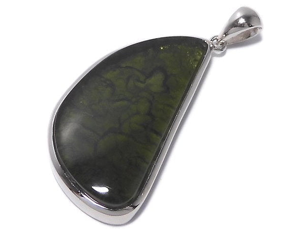 [Video][One of a kind] Moldavite AAA Pendant (one side non-polished) Silver925 NO.107