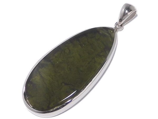 [Video][One of a kind] Moldavite AAA Pendant (one side non-polished) Silver925 NO.108