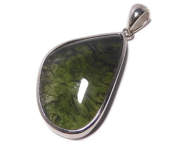 [Video][One of a kind] Moldavite AAA Pendant (one side non-polished) Silver925 NO.1
