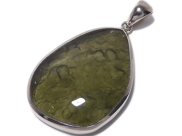 [Video][One of a kind] Moldavite AAA Pendant (one side non-polished) Silver925 NO.3