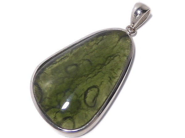 [Video][One of a kind] Moldavite AAA Pendant (One side non-polished) Silver925 NO.8