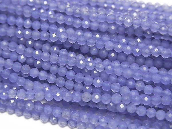 [Video]High Quality! Blue color Jade Faceted Round 2mm 1strand beads (aprx.12inch/29cm)