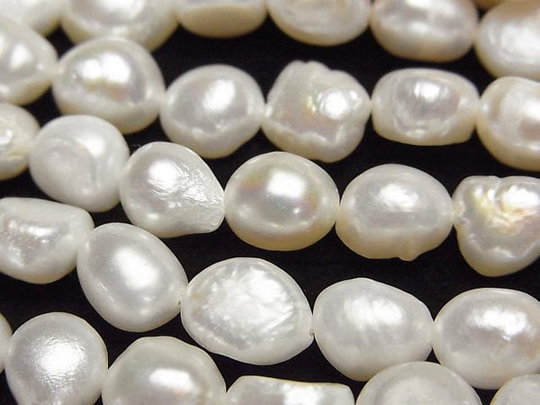 [Video]Fresh Water Pearl AA Baroque 8-9mm White 1strand beads (aprx.13inch/32cm)