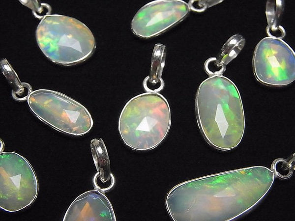 [Video] High Quality Ethiopian Opal AAA- Free Form Rose Cut Pendant Silver925 [Yellow] 1pc