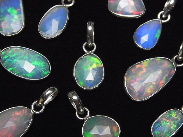 [Video]High Quality Ethiopian Opal AAA- Free Form Rose Cut Pendant Silver925 1pc