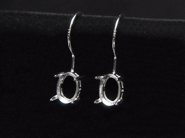 [Video]Silver925 Earwire Frame (Prong Setting) Oval Faceted 7x5mm Rhodium Plated 1pair