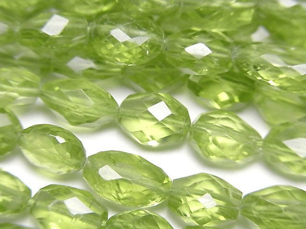 [Video]High Quality Peridot AAA- Flat Nugget -Faceted Oval half or 1strand beads (aprx.15inch/38cm)