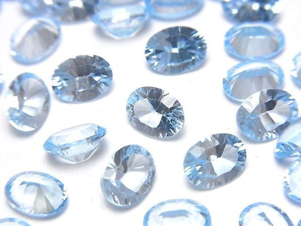 [Video]High Quality Sky Blue Topaz AAA Loose stone Oval Concave Cut 8x6mm 2pcs