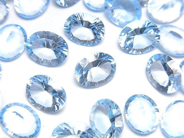 [Video]High Quality Sky Blue Topaz AAA Loose stone Oval Concave Cut 10x8mm 2pcs
