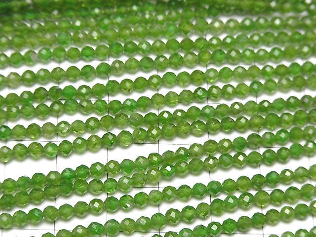[Video] High Quality! Chrome Diopside AAA- Faceted Round 3mm half or 1strand beads (aprx.12inch/30cm)