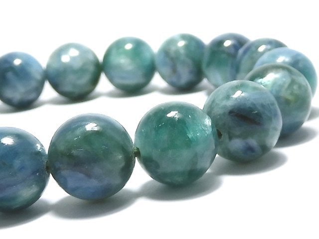 [Video][One of a kind] Kyanite in Fuchsite Round 11mm Bracelet NO.7