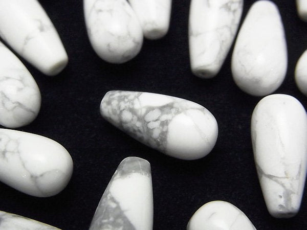 [Video] Howlite Magnesite Half Drilled Hole Drop (Smooth) 16x8mm 3pcs