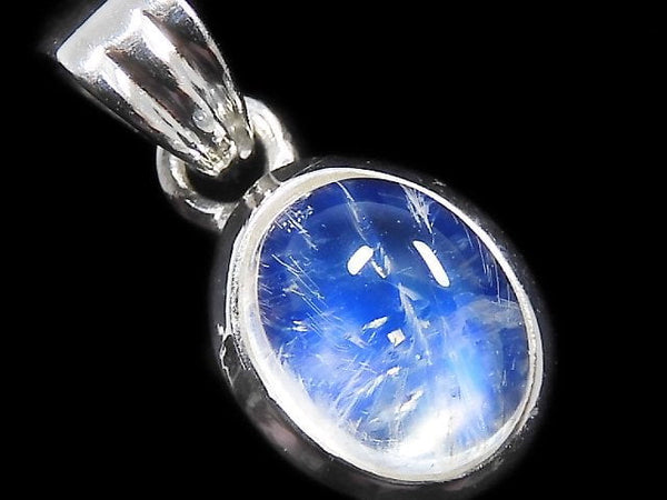 [Video][One of a kind] High Quality Rainbow Moonstone AAA Pendant Silver925 NO.5