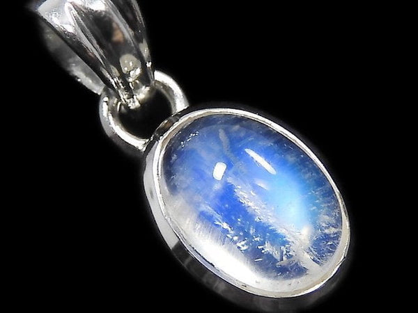 [Video][One of a kind] High Quality Rainbow Moonstone AAA Pendant Silver925 NO.6