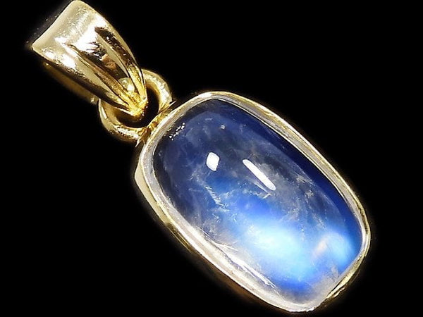 [Video][One of a kind] High Quality Rainbow Moonstone AAA Pendant 18KGP NO.16