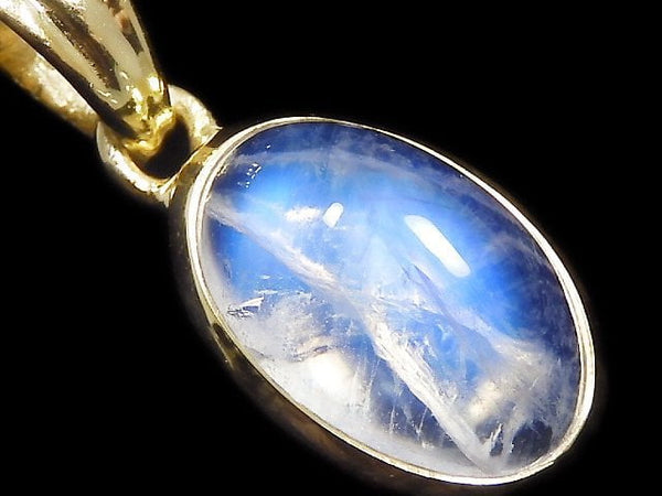 [Video][One of a kind] High Quality Rainbow Moonstone AAA Pendant 18KGP NO.19