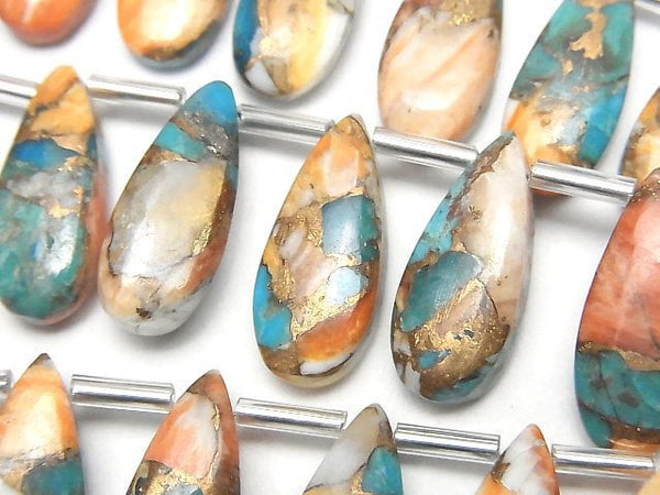 [Video] Oyster Copper Turquoise Pear shape (Smooth) 20x8mm half or 1strand (8pcs )
