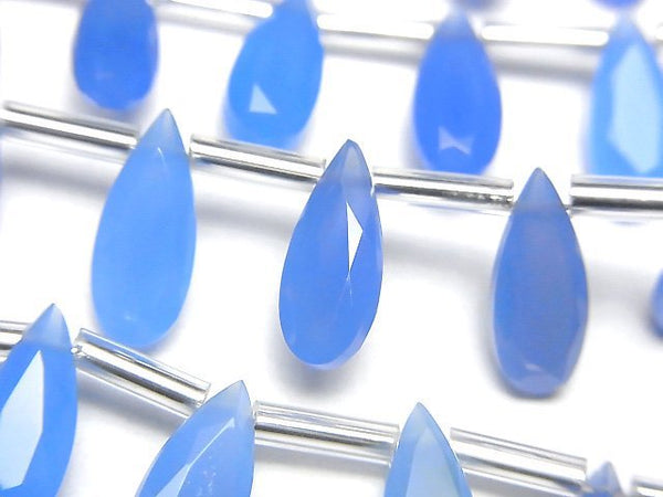 [Video] High Quality Blue Chalcedony AAA- Pear shape Faceted 12x5mm [Dark color] 1strand (9pcs)