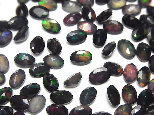 [Video]High Quality Black Opal AAA Loose stone Oval Faceted 6x4mm 5pcs