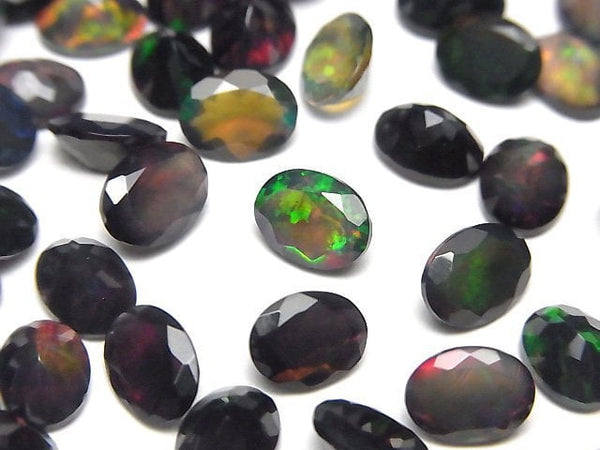 [Video]High Quality Black Opal AAA Loose stone Oval Faceted 8x6mm 2pcs
