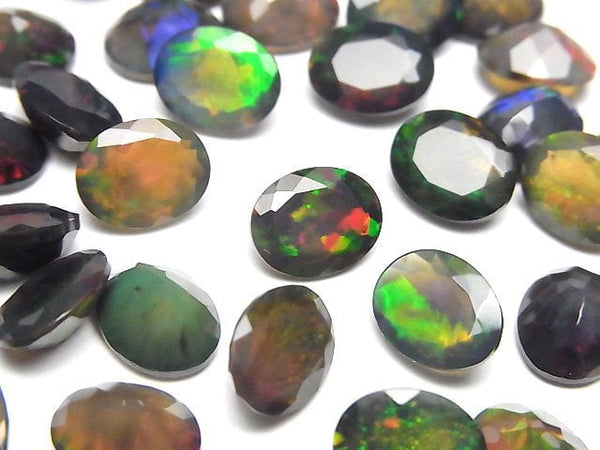 [Video]High Quality Black Opal AAA Loose stone Oval Faceted 10x8mm 2pcs