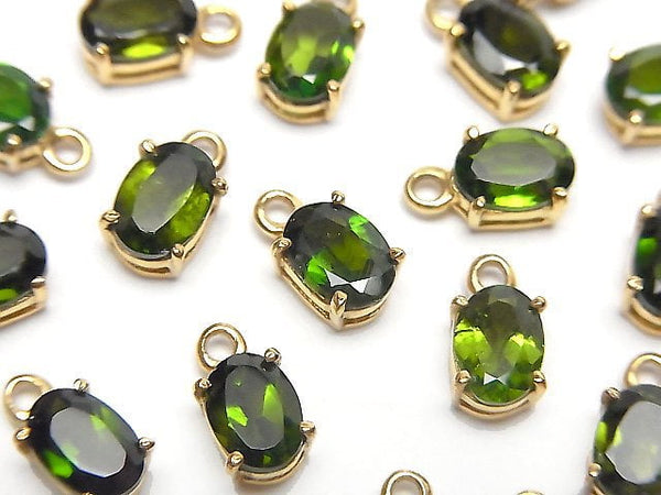 [Video]High Quality Chrome Diopside AAA Bezel Setting Oval Faceted 7x5mm 18KGP 1pc