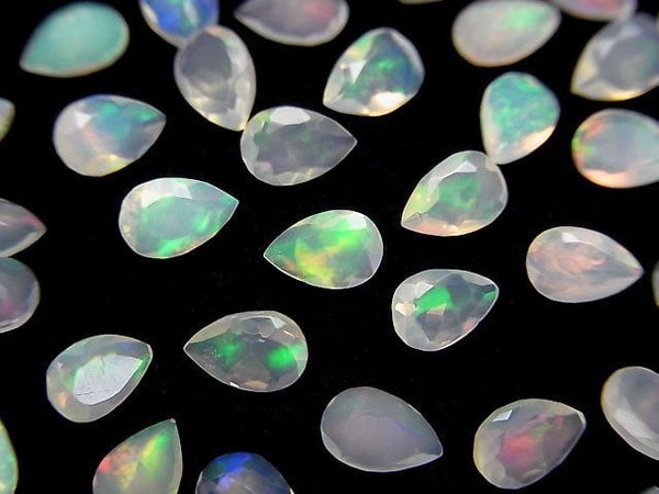 [Video]High Quality Ethiopian Opal AAA Loose stone Pear shape Faceted 6x4mm 5pcs