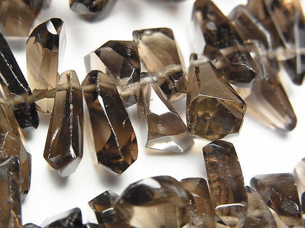 [Video]Smoky Quartz AAA- Faceted Nugget Top Side Drilled Hole [Medium color] half or 1strand beads (aprx.15inch/37cm)