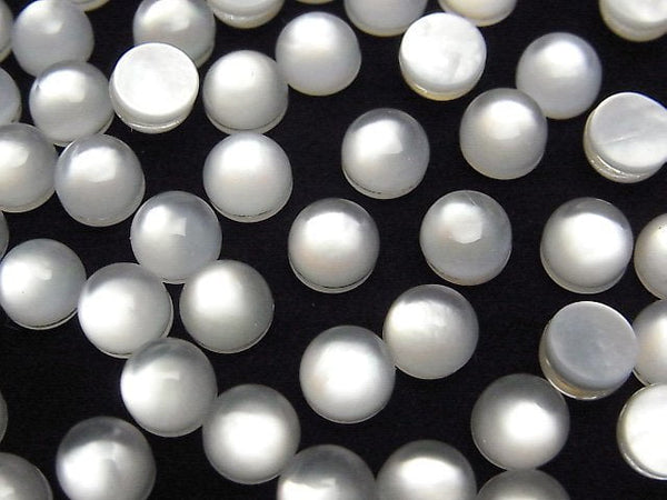 [Video] White Shell x Crystal AAA Round Cabochon 6x6mm 4pcs