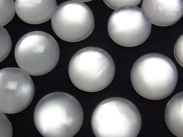 [Video] White Shell x Crystal AAA Round Cabochon 12x12mm 2pcs