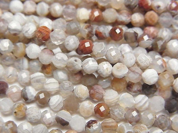 [Video] High Quality! Laguna Lace Agate Faceted Round 3mm 1strand beads (aprx.15inch/37cm)
