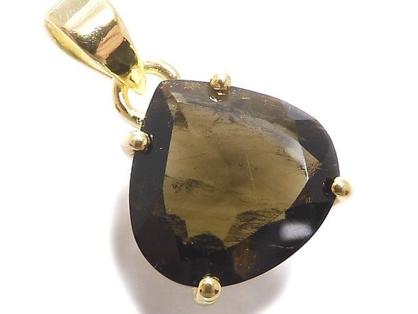 [Video][One of a kind] Moldavite AAA Faceted Pendant 18KGP NO.35