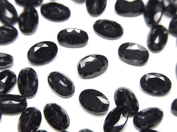 [Video]High Quality Black Sapphire AAA Loose stone Oval Faceted 6x4mm 3pcs