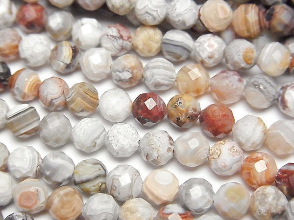 [Video] High Quality! Laguna Lace Agate Faceted Round 5mm 1strand beads (aprx.15inch/37cm)