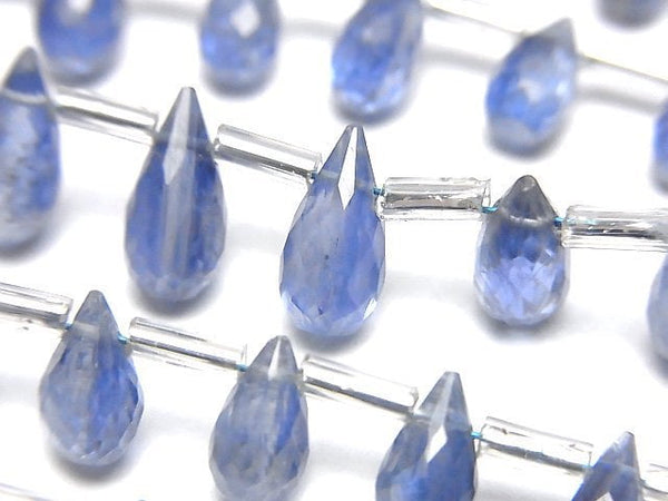 [Video]High Quality Kyanite AA++ Drop Faceted Briolette [Light color] half or 1strand beads (aprx.6inch/16cm)