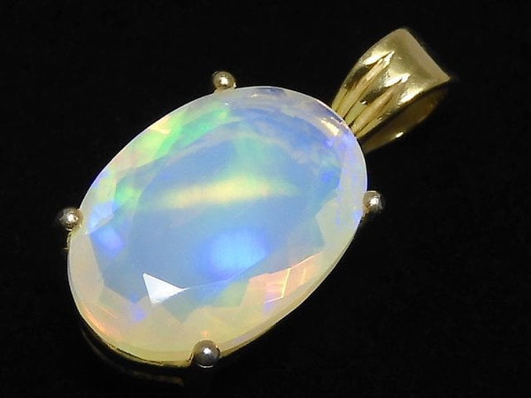 [Video][One of a kind] High Quality Opal AAA Faceted Pendant 18KGP NO.28