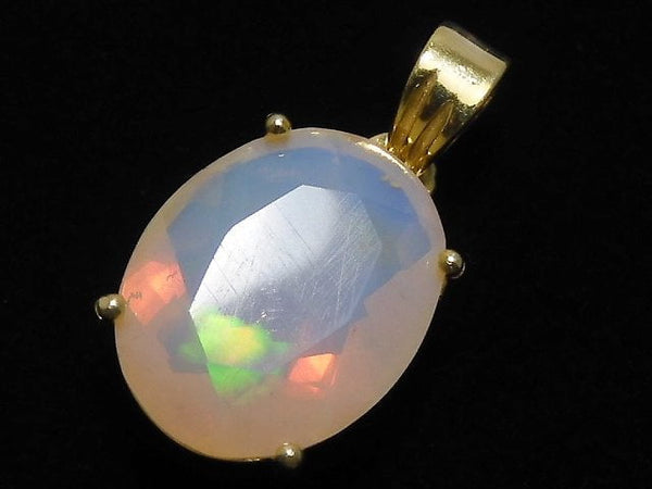 [Video][One of a kind] High Quality Opal AAA Faceted Pendant 18KGP NO.30